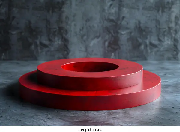 red podium on a gray background