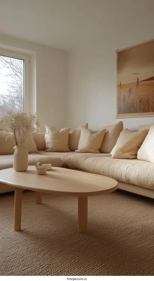 Modern Beige Living Room Interior Design