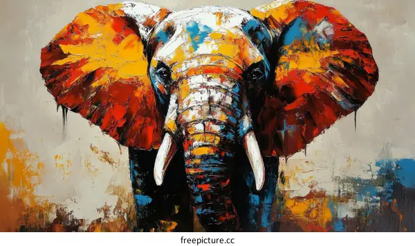Colorful Abstract Elephant Portrait