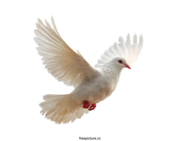 [Transparent Background PNG]White Dove in Flight Against a White Background