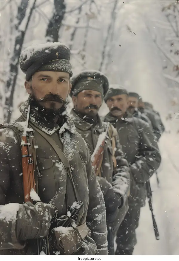 World War I, Serbian soldiers in snow