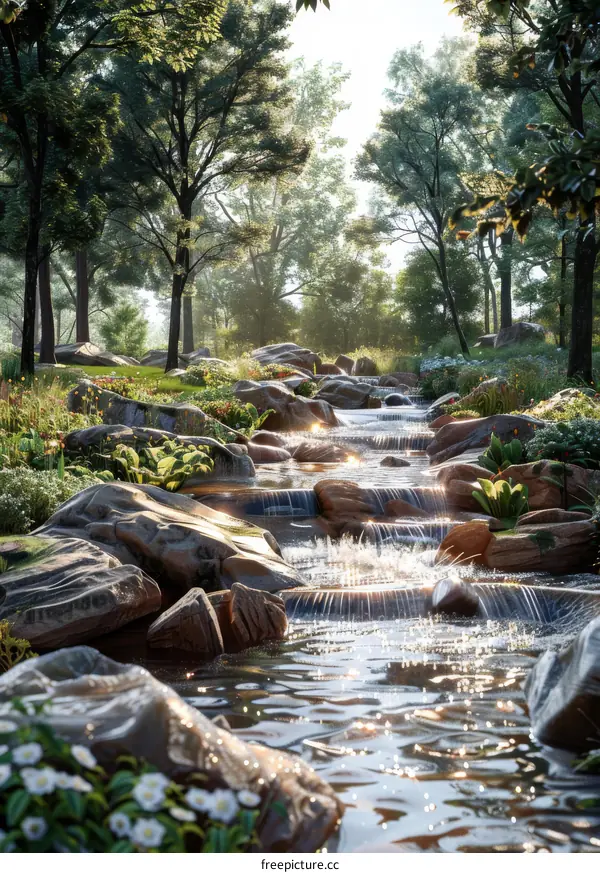 Sunlit Forest Stream