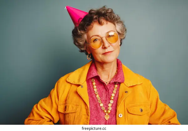 Stylish Senior Woman Celebrating a Birthday