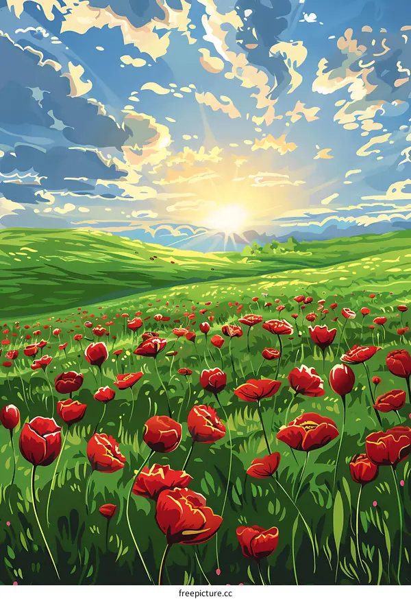 Poppy Field at Sunset