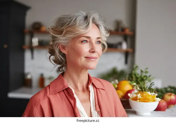 Thoughtful Senior Woman in Kitchen