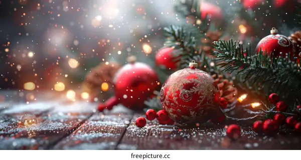 Festive Christmas Decorations in Red and Gold