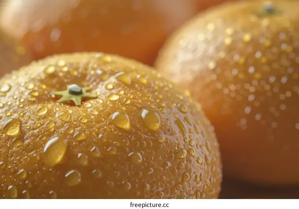 Close-up image of a wet orange