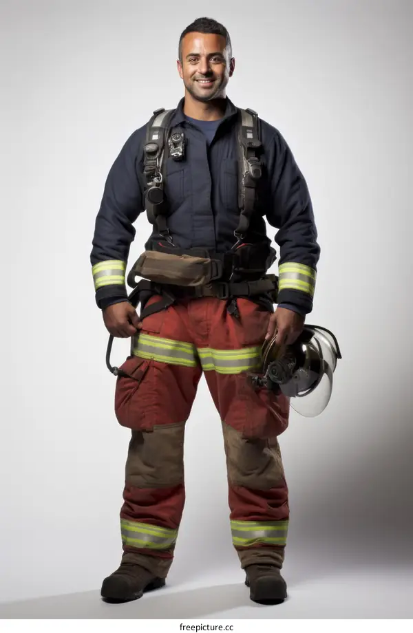 Portrait of a firefighter in protective gear