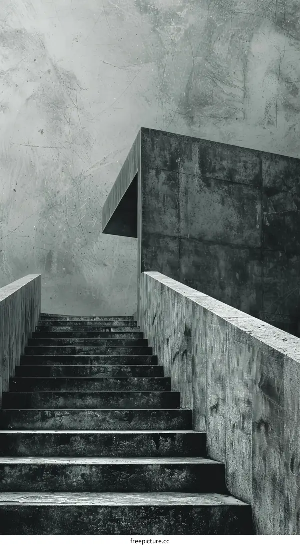 Modern Concrete Building with Geometric Stairs