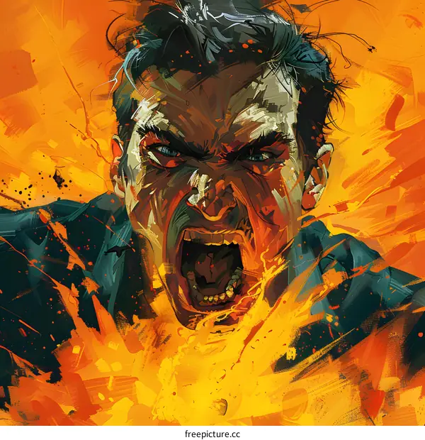 man screaming in agony