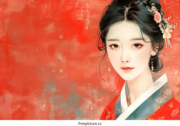 Portrait of a young woman in traditional Chinese clothing