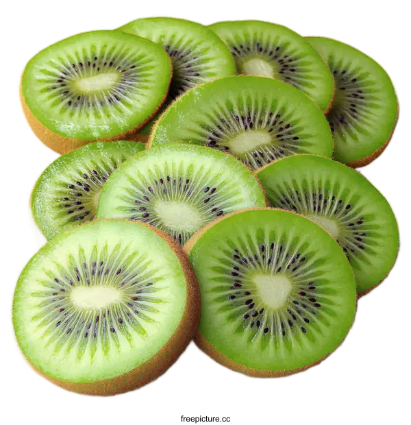 [Transparent Background PNG]Freshly Sliced Kiwi Fruit Close-up