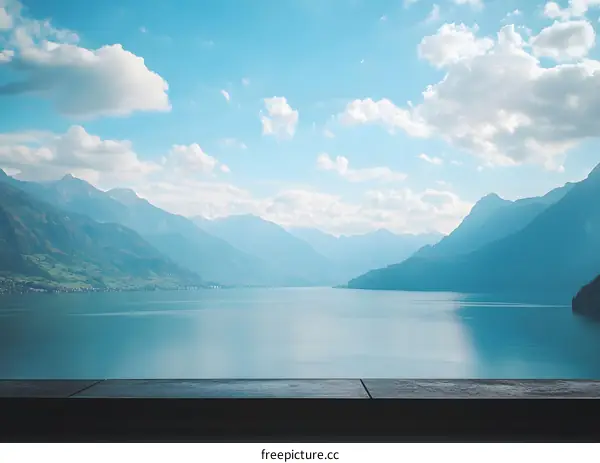 Mountain Lake Landscape With Blue Sky
