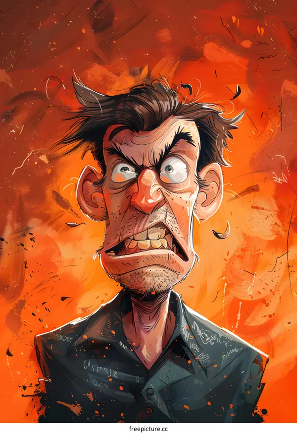 Angry Man with Fiery Background
