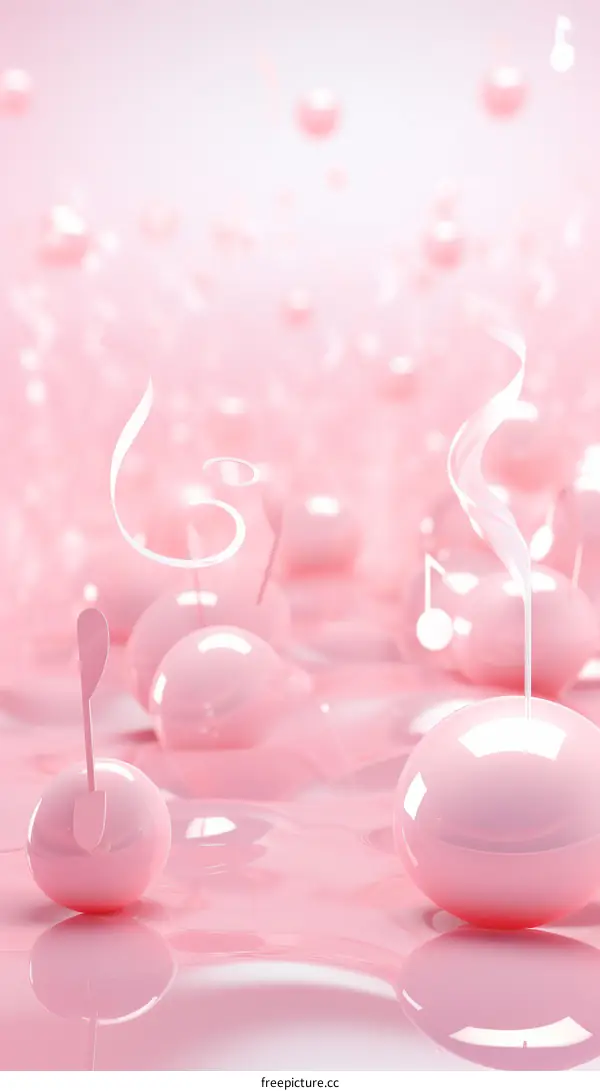 Pink abstract background with music notes