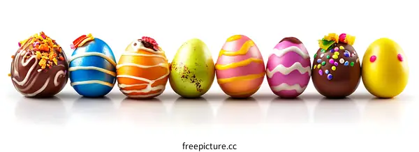 Colorful Chocolate Easter Eggs Display