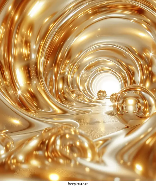 Abstract Golden Liquid Tunnel