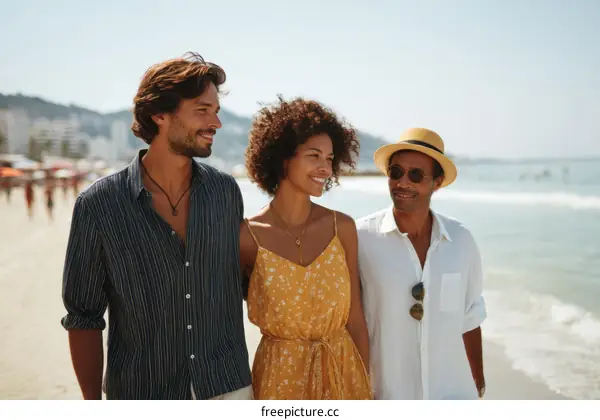 Three Diverse Friends Enjoying a Beach Day