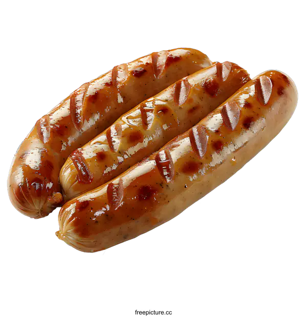 [Transparent Background PNG]three grilled sausages