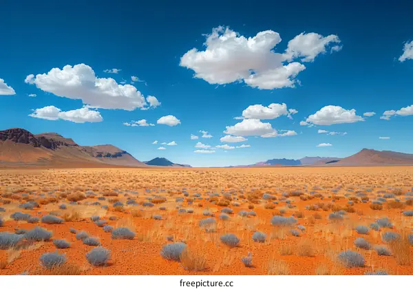 Expansive Desert Landscape with Mountain Range
