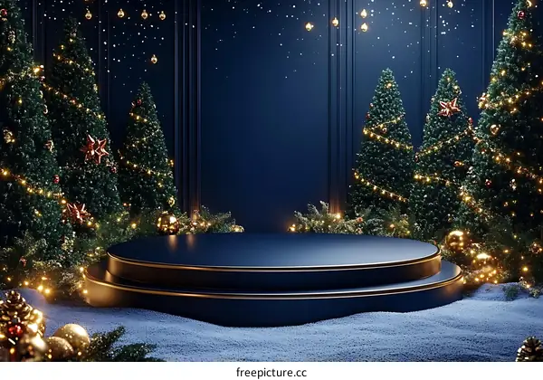Luxury Christmas Scene with Podium