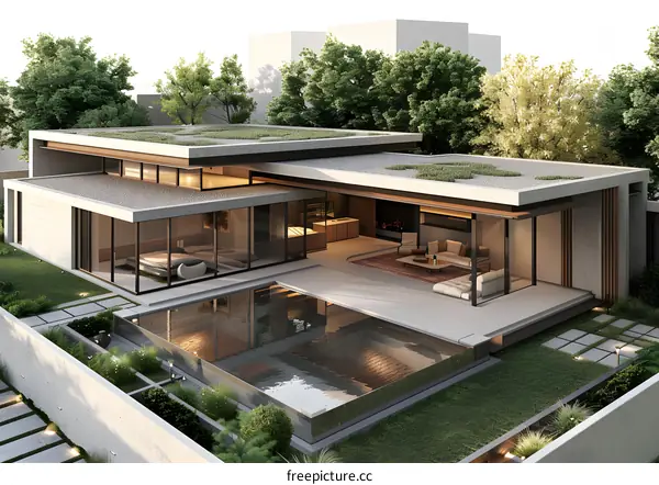 A Modern House with a Pool