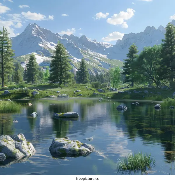 Tranquil Mountain Lake Reflecting Nature's Beauty