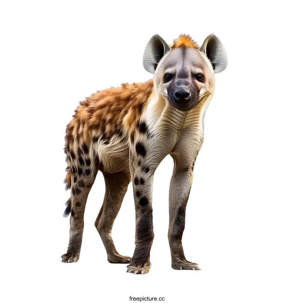 [Transparent Background PNG]Spotted Hyena Standing on a White Background