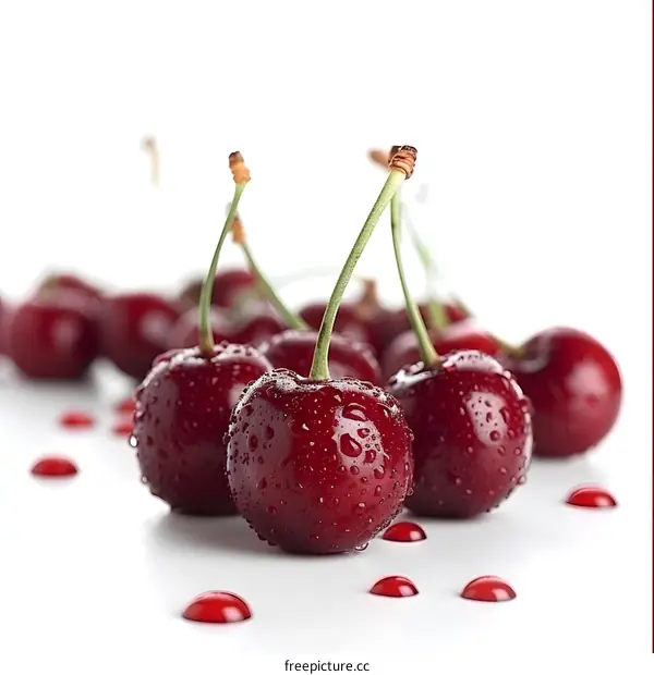cherries with water drops