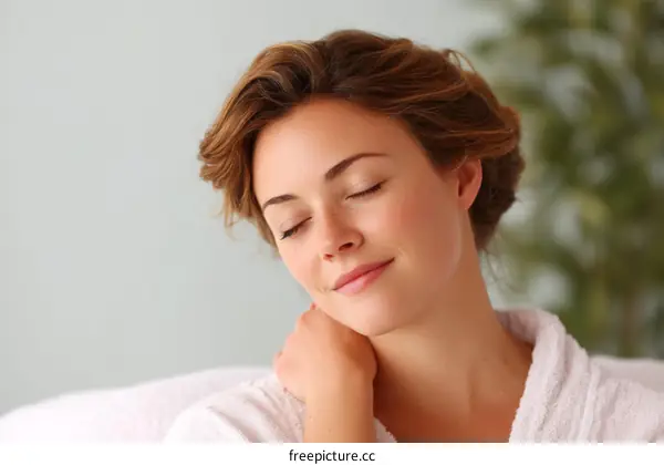 Relaxed Woman in a Spa Setting