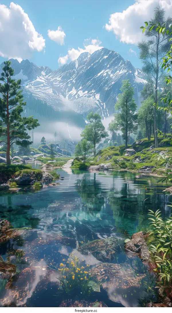 Mountain Lake Surrounded by Trees