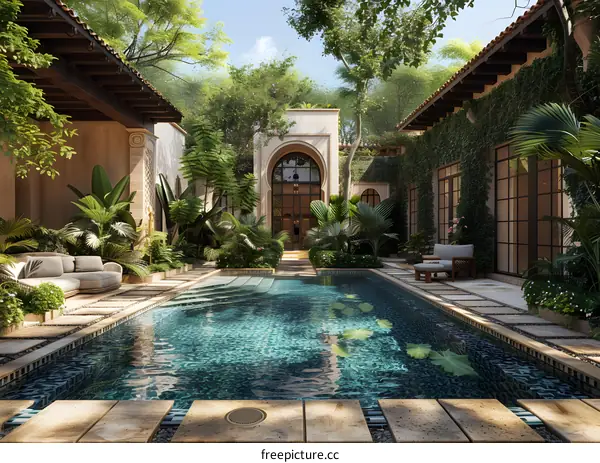 Courtyard with swimming pool