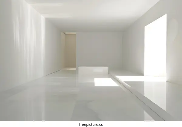 Minimalist White Room with Sunlight Through Window