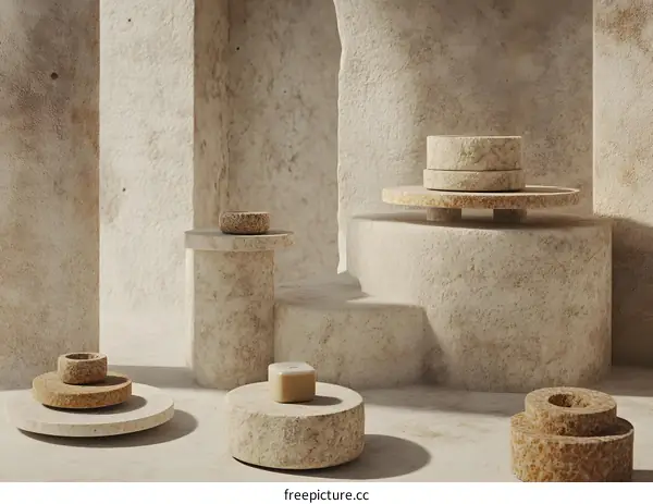 Abstract Beige Stone Minimalist 3D Render