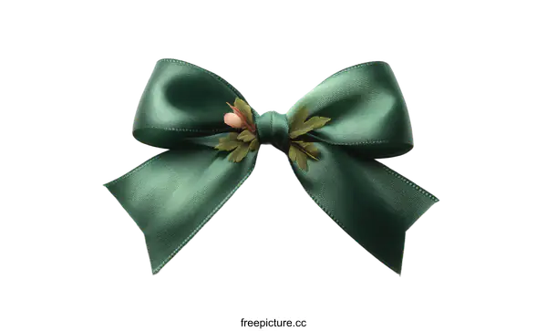 [Transparent Background PNG]Elegant Emerald Green Satin Ribbon Bow