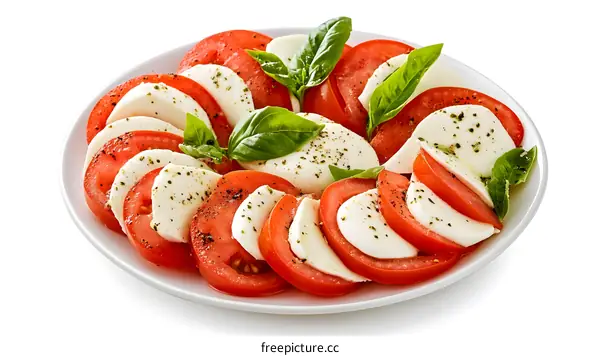 Fresh Caprese Salad with Tomatoes, Mozzarella Cheese and Basil