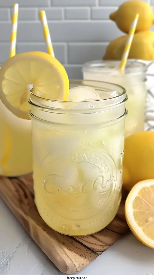 Refreshing Glass of Homemade Lemonade with Lemon Slices
