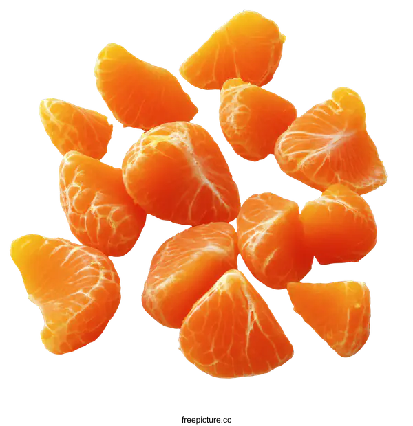 [Transparent Background PNG]Close-up view of peeled mandarin orange segments