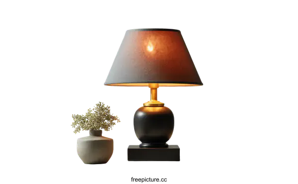 [Transparent Background PNG]Elegant Table Lamp with Decorative Vase