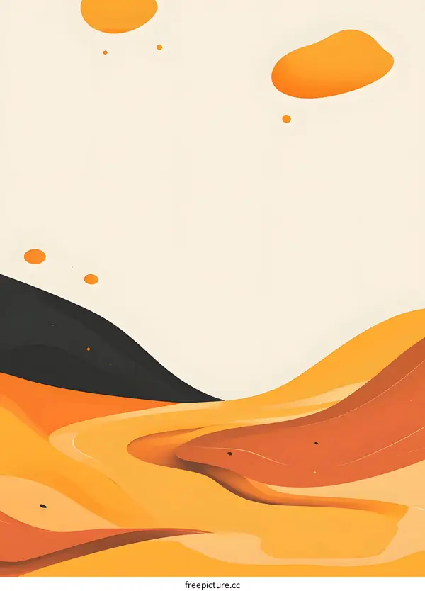 Abstract Landscape with Orange and Black Hills