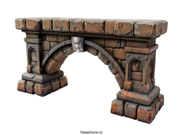 [Transparent Background PNG]Ancient stone arch bridge on black background