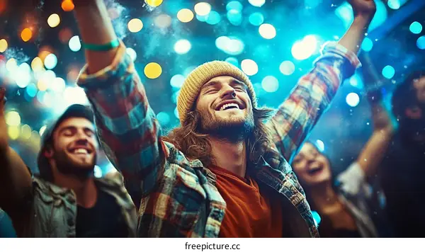 Happy People Celebrating at a Concert