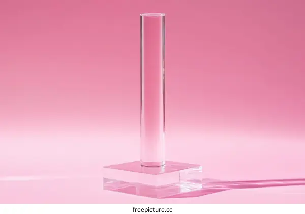 Transparent Cylinder Display Against Pink Background