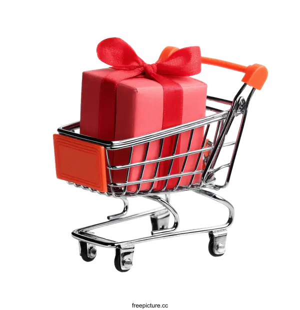 [Transparent Background PNG]Mini Shopping Cart with Gift