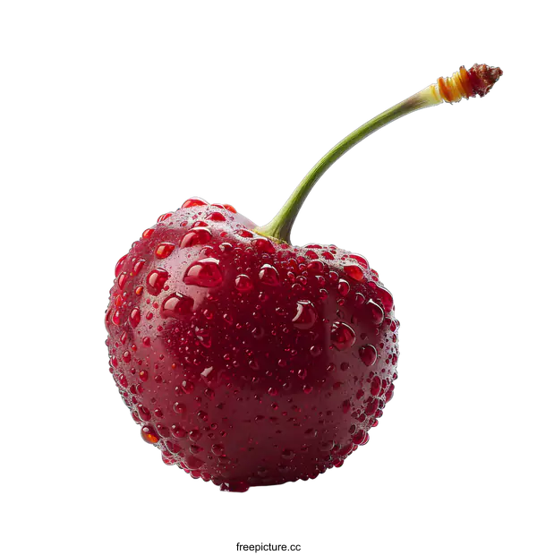 [Transparent Background PNG]single cherry with water drops
