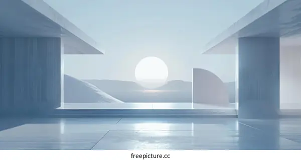 Minimalist Modern Architecture Design with Mountain View