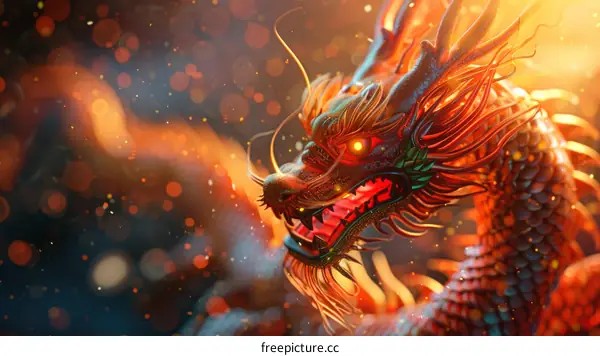 Fire-breathing golden dragon
