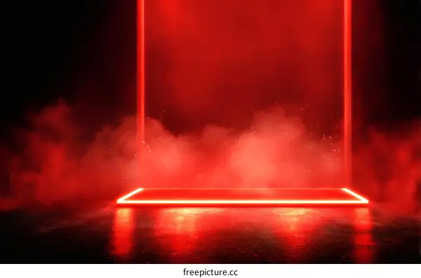 Red Neon Light Abstract Stage Illustration