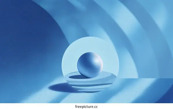 Abstract Blue Geometric Sphere Display