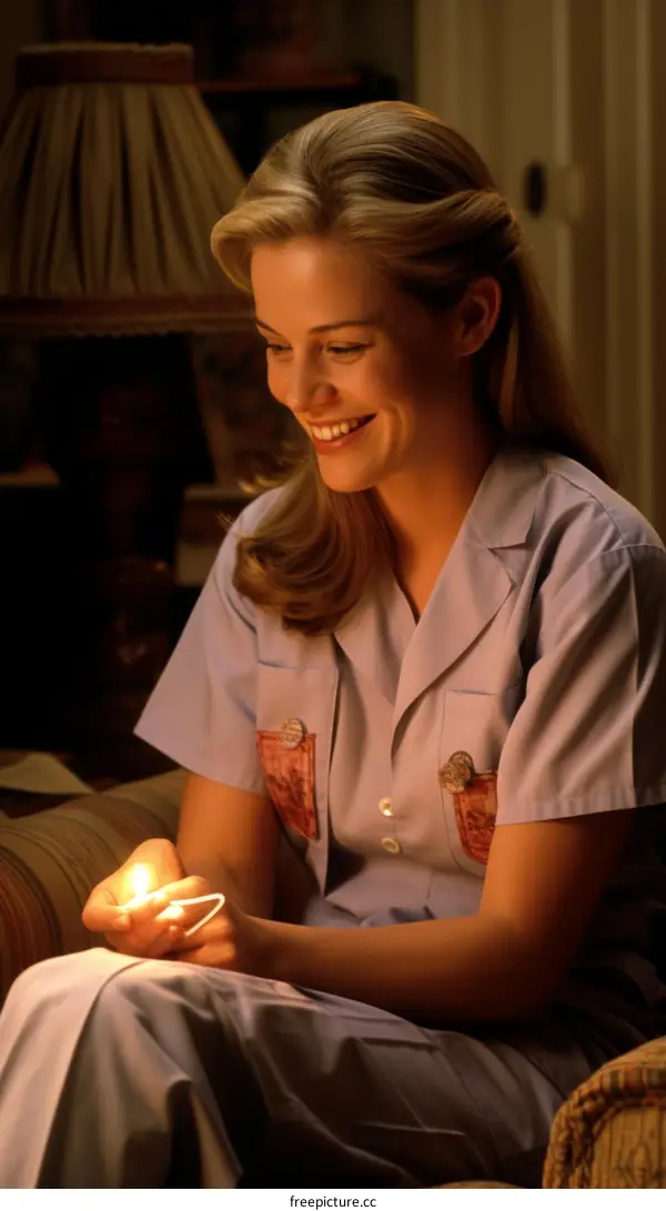 Portrait of a smiling young woman holding a candle